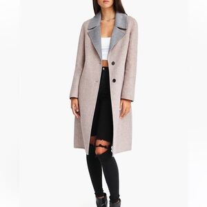 Two tone wool blend coat